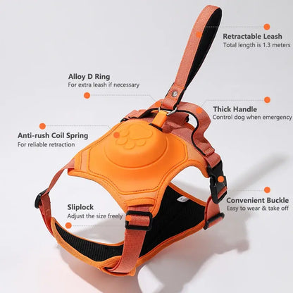 Retractable Leash with No-Pull Chest Harness